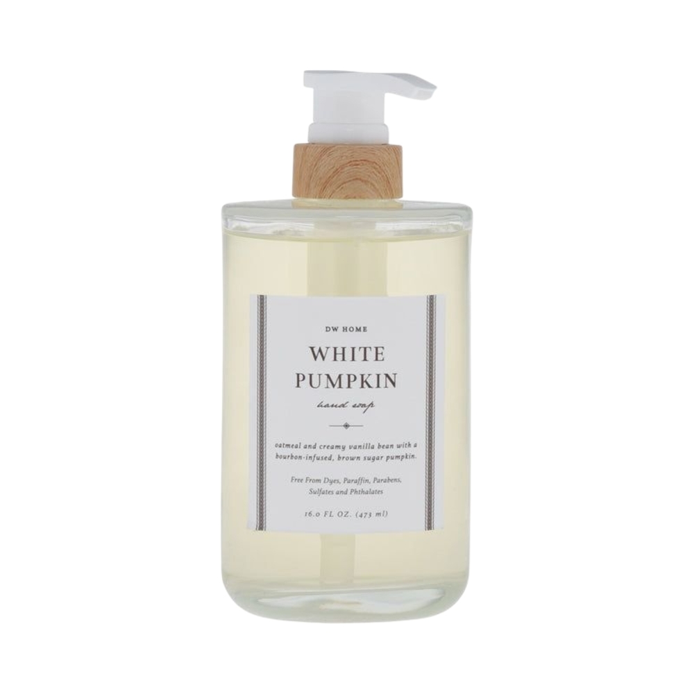 DW Home White Pumpkin Hand Soap Refillable Glass Bottle
